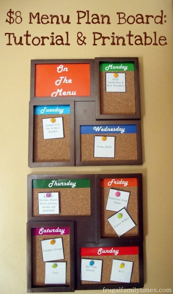 $8 Menu Plan Board Dollar Store DIY (with Printable!)