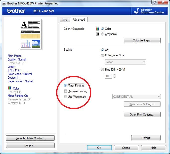 how to print iron on transfer