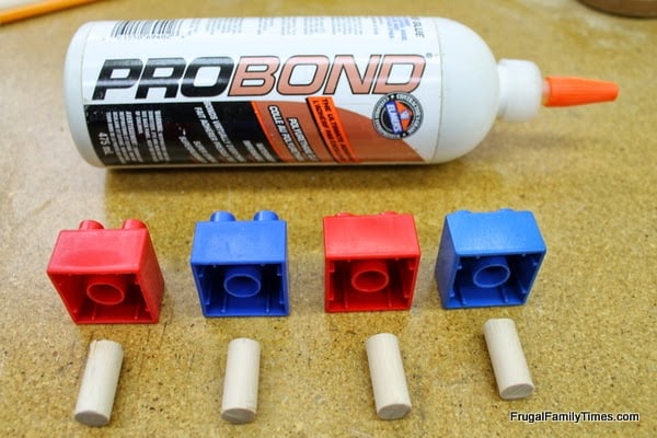 Glueing the Lego Cabinet Knobs