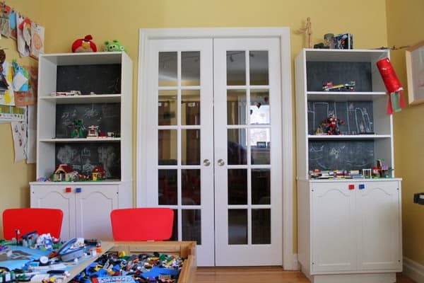 An Organized Playroom ~ Interactive Lego Display and Craft Storage (for <$30!)