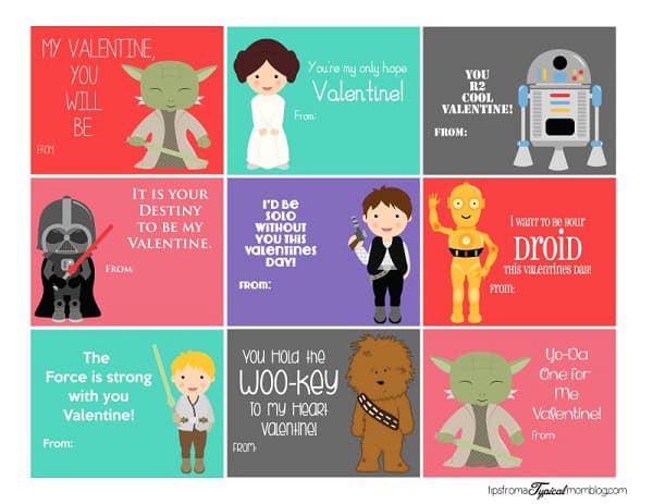 &nbsp;Printable Star Wars Valentines with 'Light Saber' Glow Sticks
