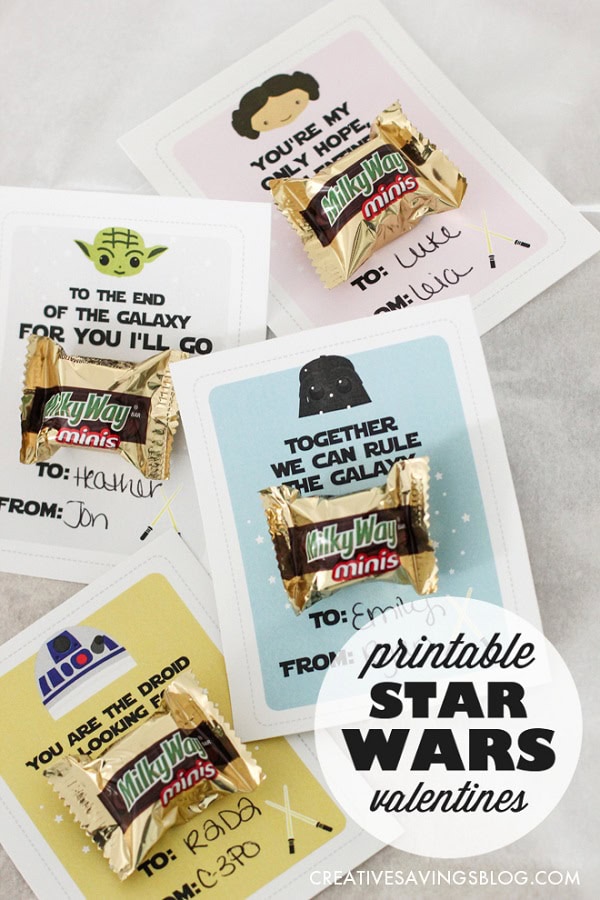 Printable Star Wars Valentines for Giving Candy