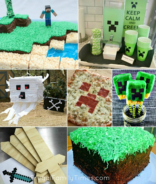 minecraft party ideas food cake games decor invites shirts printables