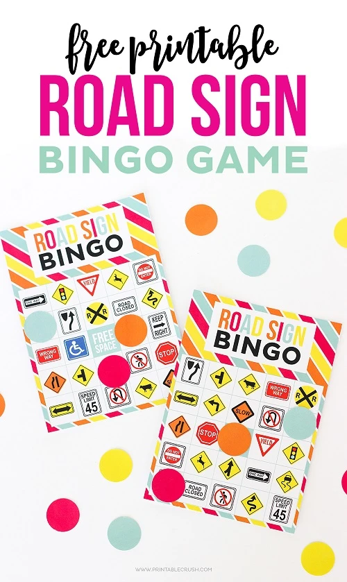 Printable Road Sign Bingo Game