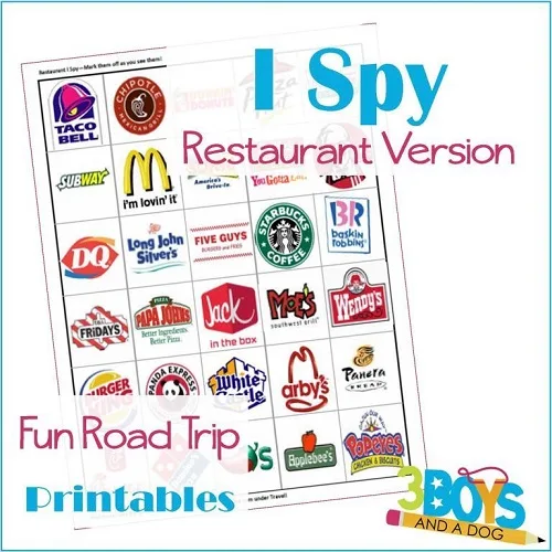 Road Trip Printables for Kids: Restaurant I Spy