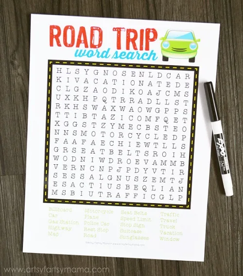 Free Printable Road Trip Word Search