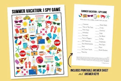 Summer Vacation I Spy Printable