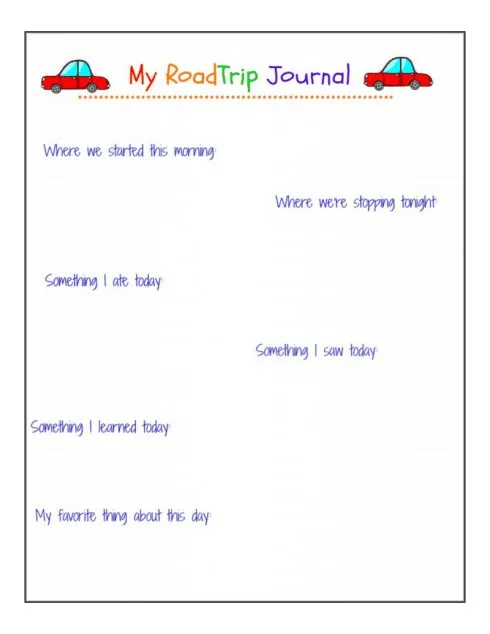 Free Printable Road Trip Journal Pages