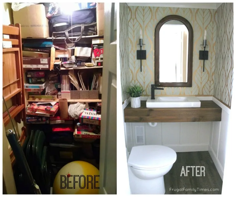 How to Install Tongue and Groove Ceiling Planks - it's so simple and you can do it! 15 beforeandafterbasementbathroomfromclosetDIYnoroughin 1