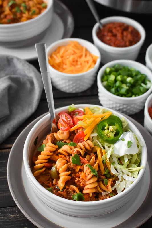 healthy instant pot cheesy taco pasta