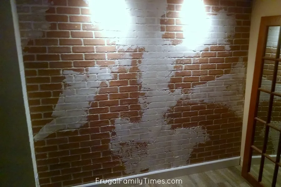 basement faux brick wall hiding the seam