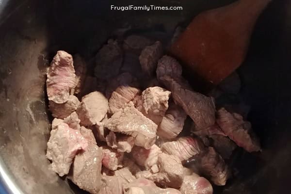first step for instant pot Korean beef browning