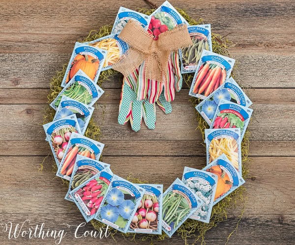 spring wreath with seed packets