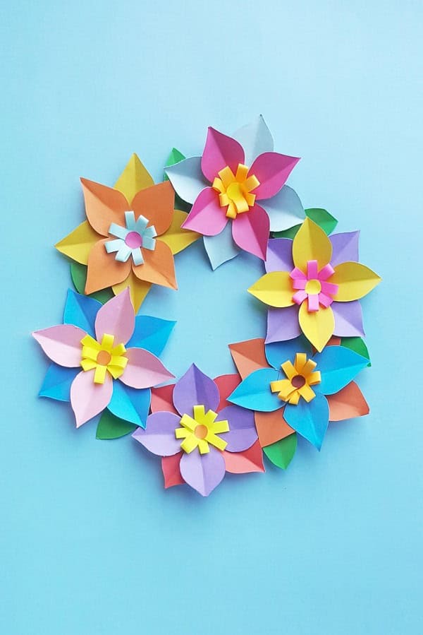 easy paper flower wreath craft