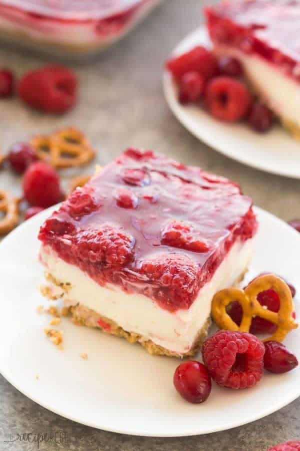 cranberry raspberry pretzel squares