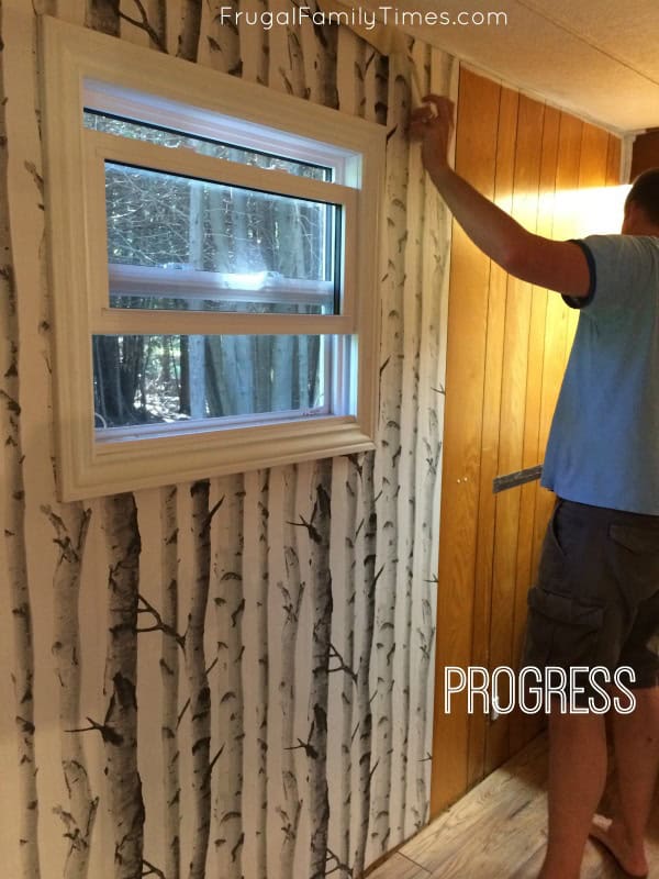 wallpaper over paneling