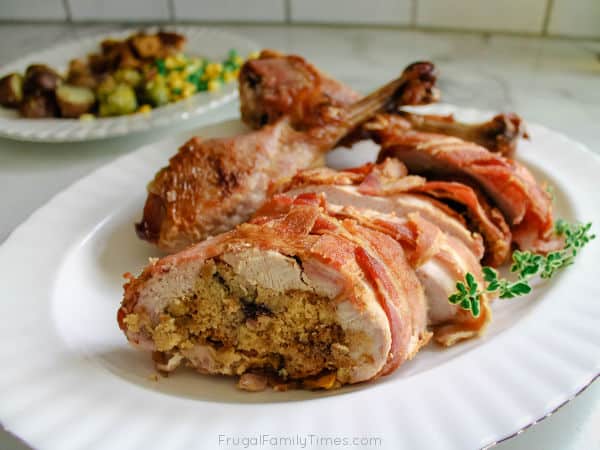 Rolled Stuffed Turkey Breast Wrapped in Bacon Weave