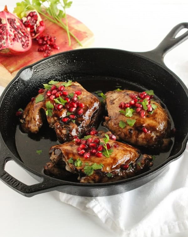 3-Ingredient Pomegranate Balsamic Chicken Thighs