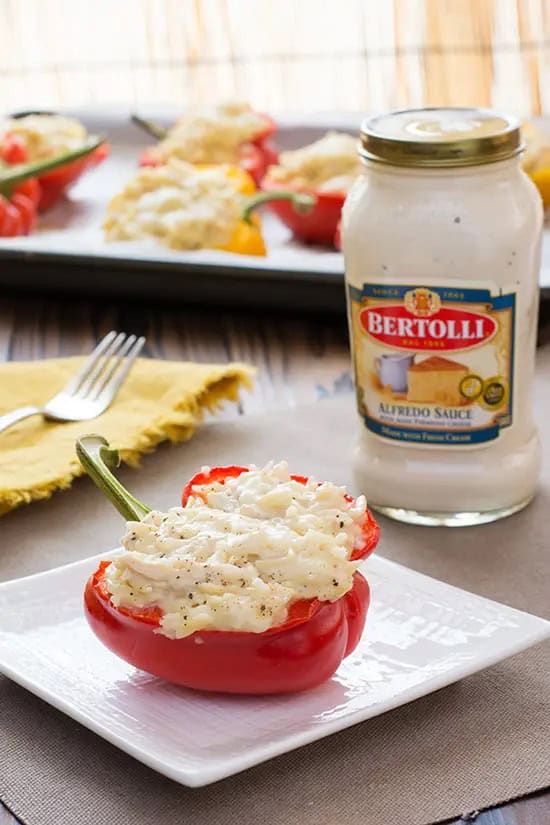 Creamy Chicken Alfredo Stuffed Peppers