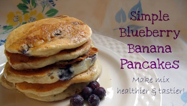 Blueberry Banana Pancakes with Instant Pancake Mix