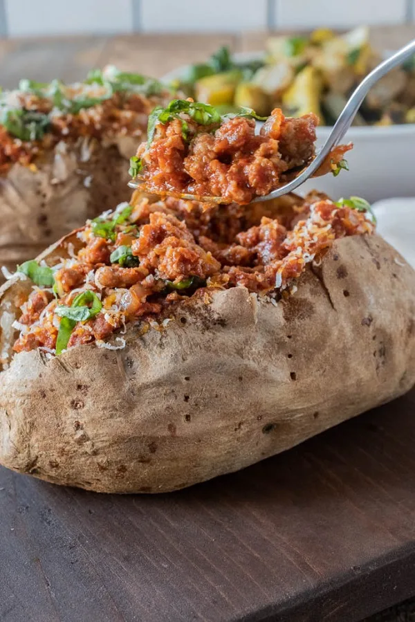 Italian Sausage Microwave Baked Potato