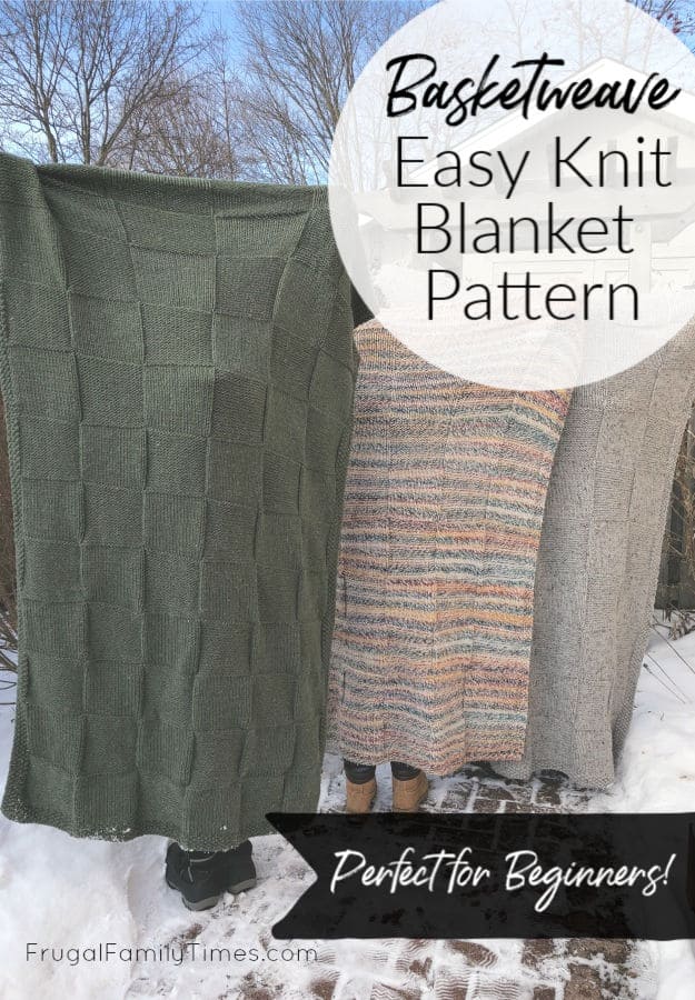 An easy knit blanket throw that doesn't look beginner! The modern basketweave design fits any decor. This easy knit blanket pattern for beginners is cozy and stylish - fits any decor from farmhouse to cabin to traditional to contemporary. A great gift idea too! #easyknit #beginnerknit #knitblanket #knitthrow easy knit blanket pattern for beginners