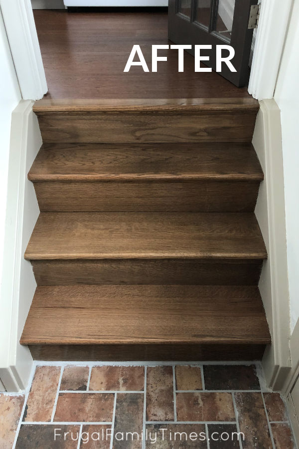 matching treads stair makeover after