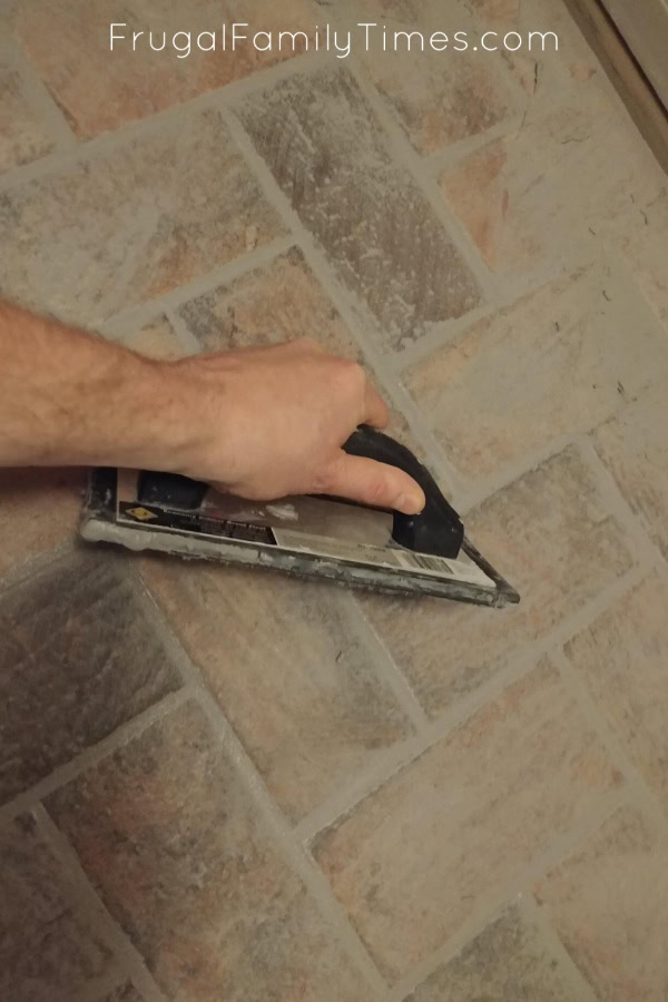 how to grout Herringbone Brick Tile