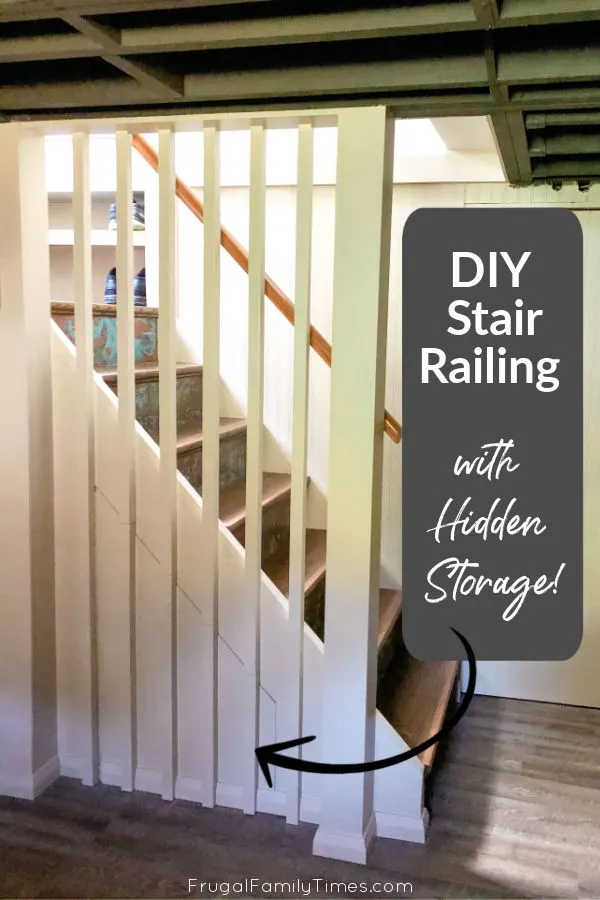 diy modern stair railing with hidden under stair storage