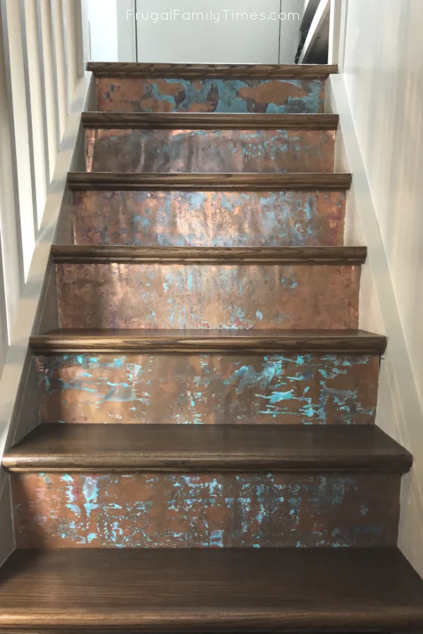 DIY copper stair risers with patina
