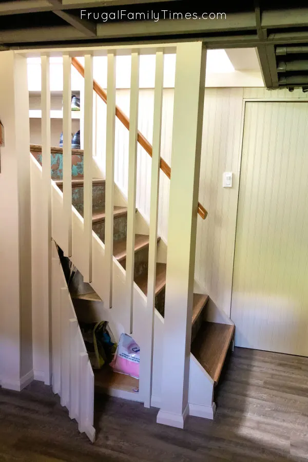 Hidden Storage Under Stairs (with Modern DIY Basement Railing) 20 hidden under stair storage basement railing