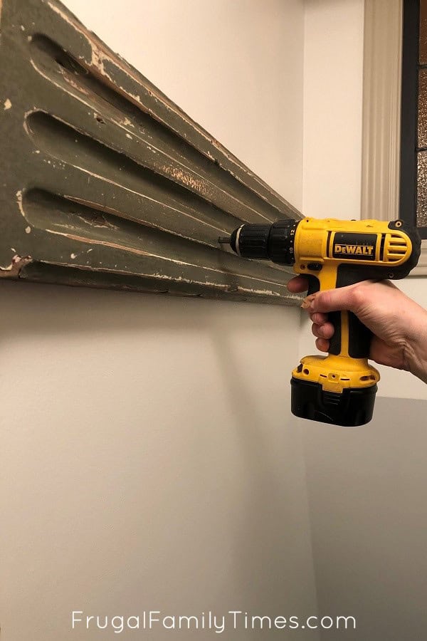 attaching reclaimed wood coat rack to wall with hidden screws