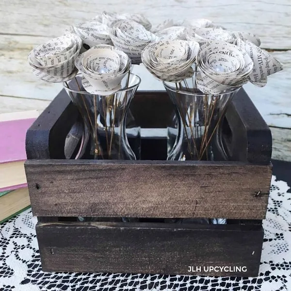 upcycled book page roses