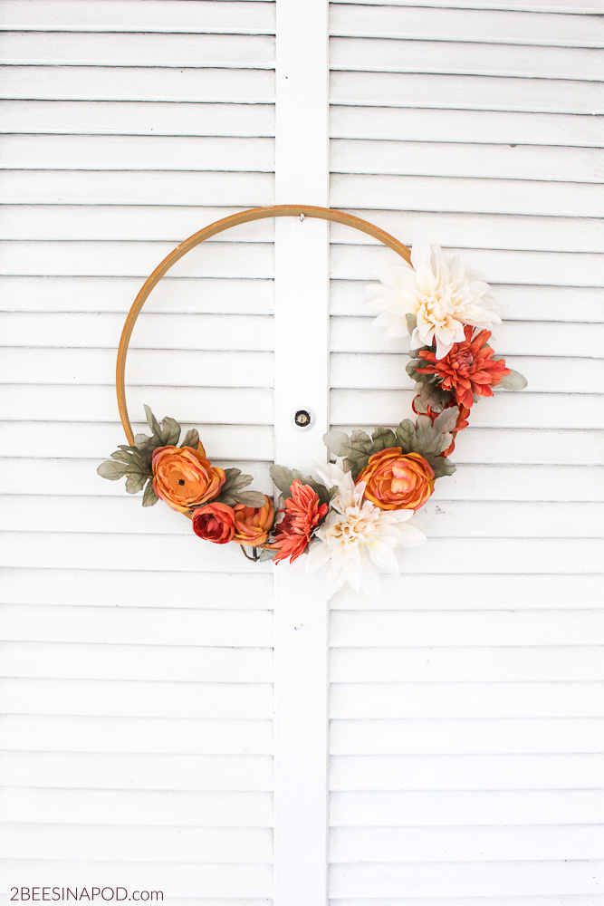 8. Fall Embroidery Hoop Wreath
