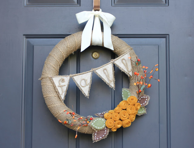2. Burlap Fall Wreath 