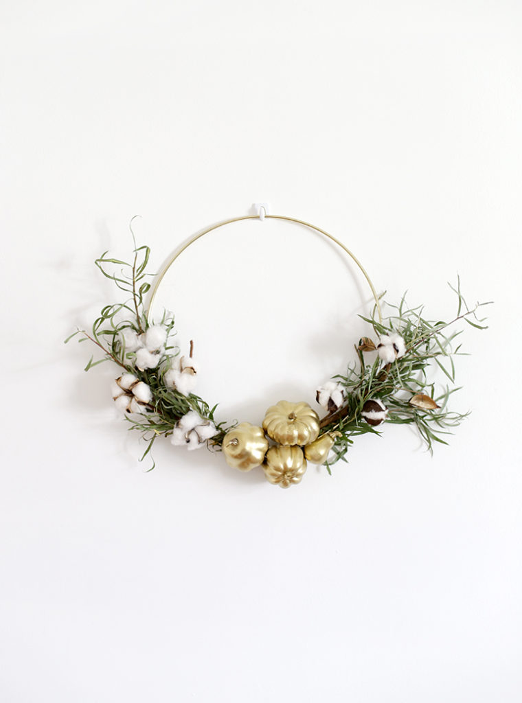 14. Golden Pumpkin Fall Wreath