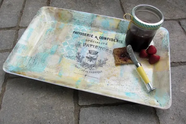 vintage tray made from old book pages