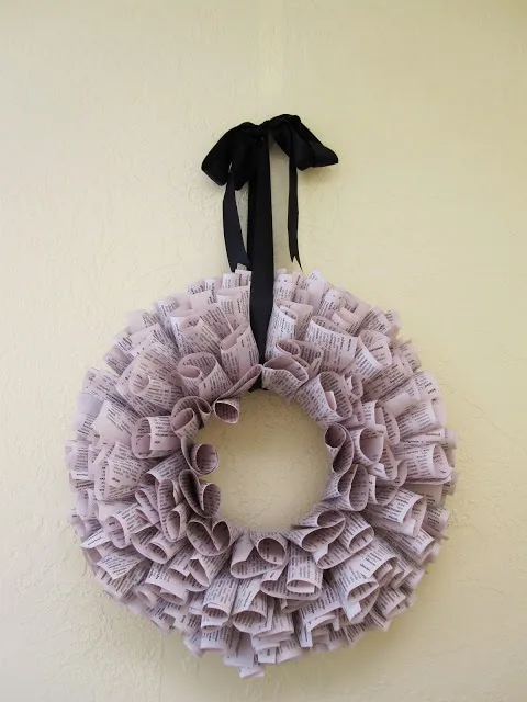 upcycled book pages wreath