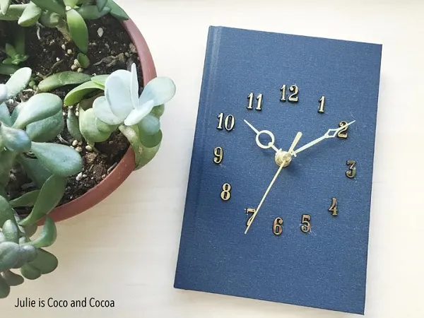 upcycled book clock craft