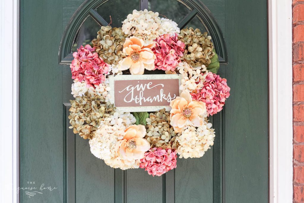 4. DIY Faux Hydrangea Fall Wreath 