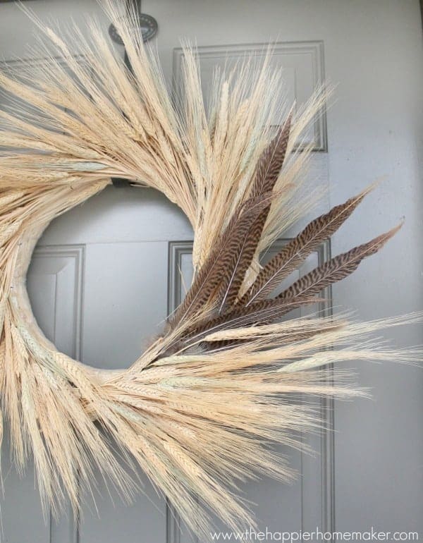 20. Wheat and Pheasant Feather Wreath 