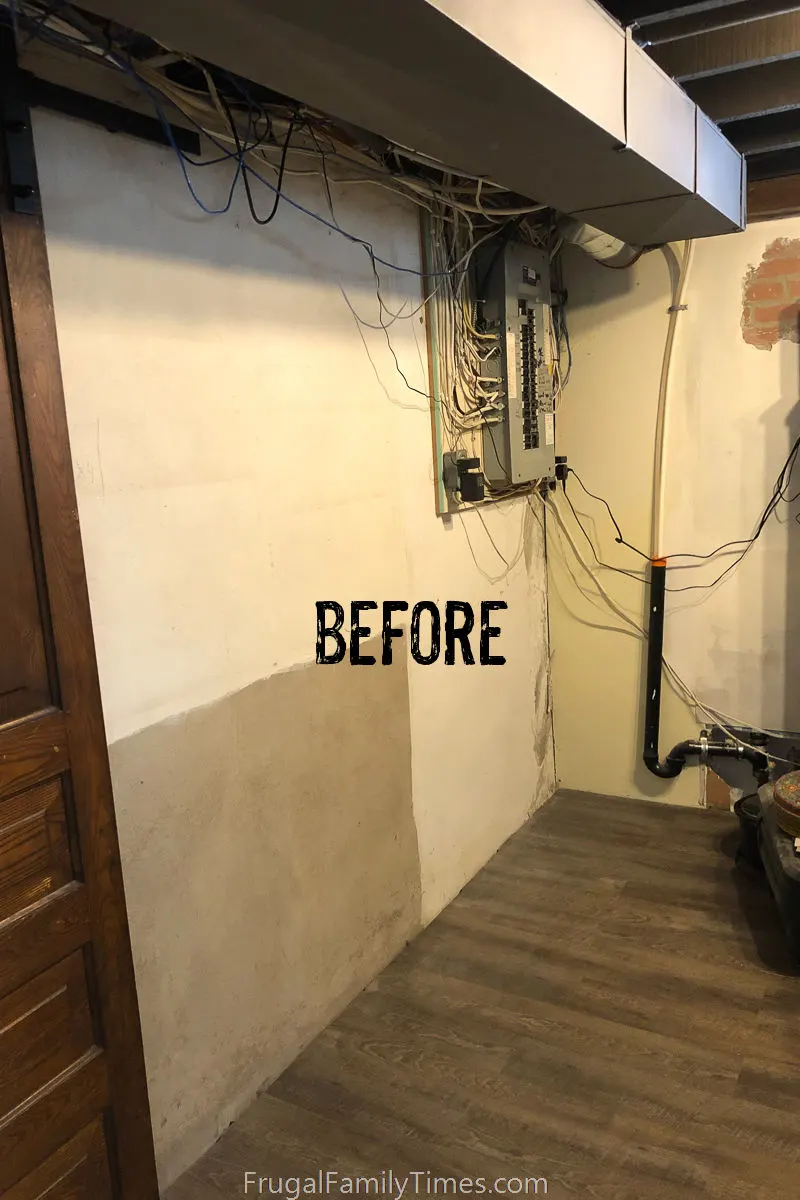 basement built ins storage before