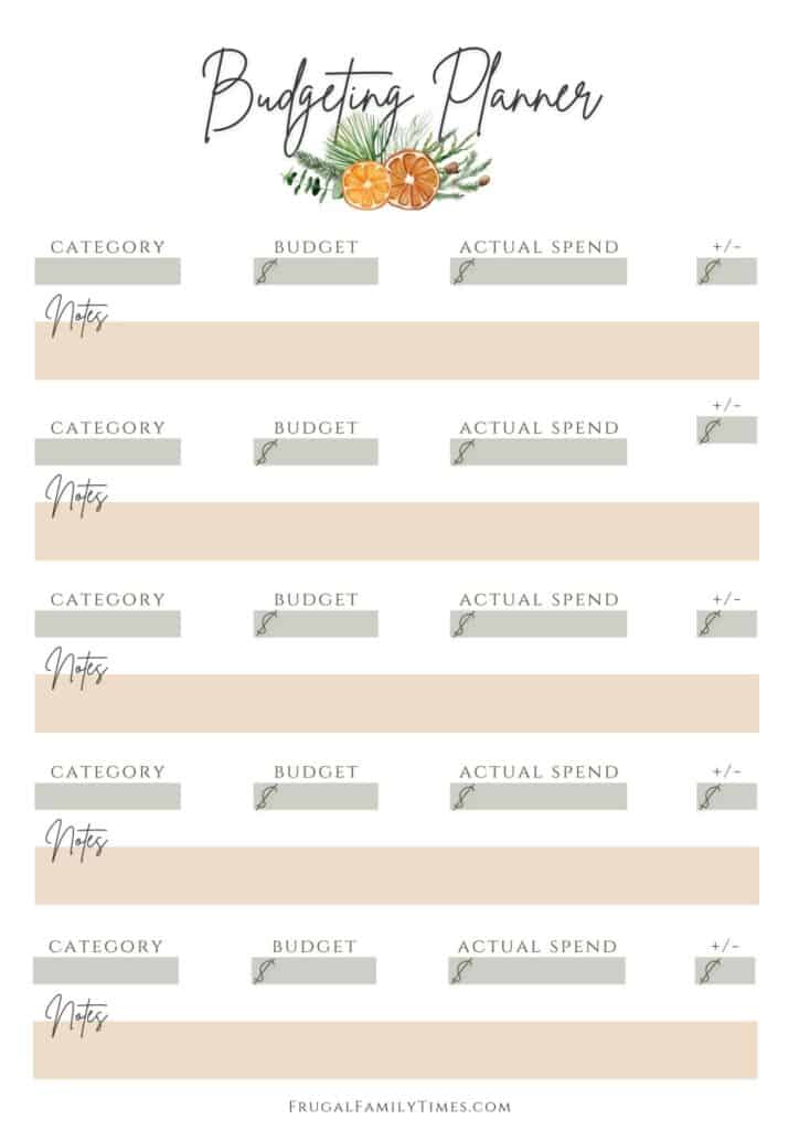 Christmas budgeting planner printable free