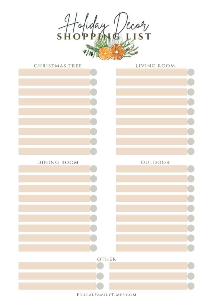 christmas day shopping list decor