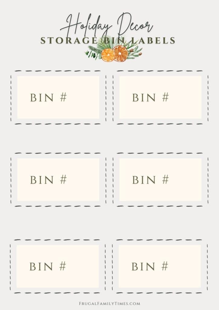Holiday Decor Storage bin labels printable free