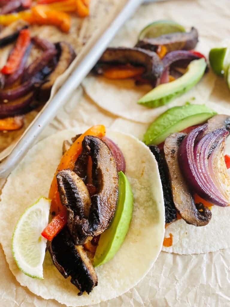 Oven Roasted Sheet Pan Portobello Mushroom Fajitas