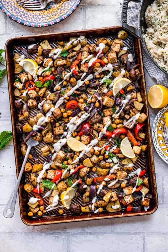 Mediterranean Vegan Sheet Pan Dinner