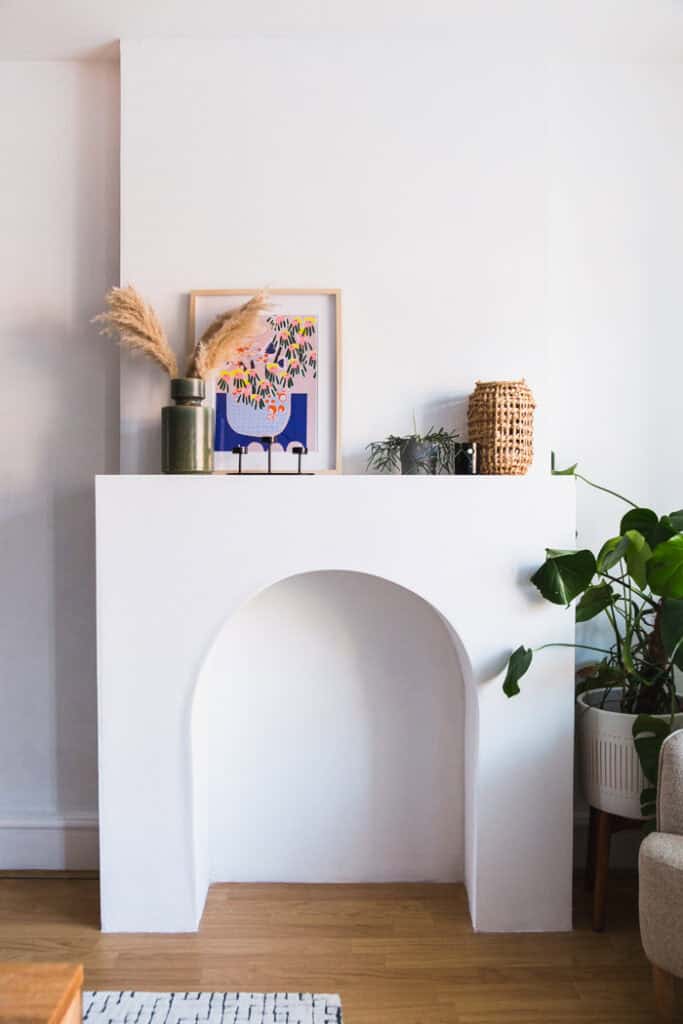 DIY Arched Faux Fireplace
