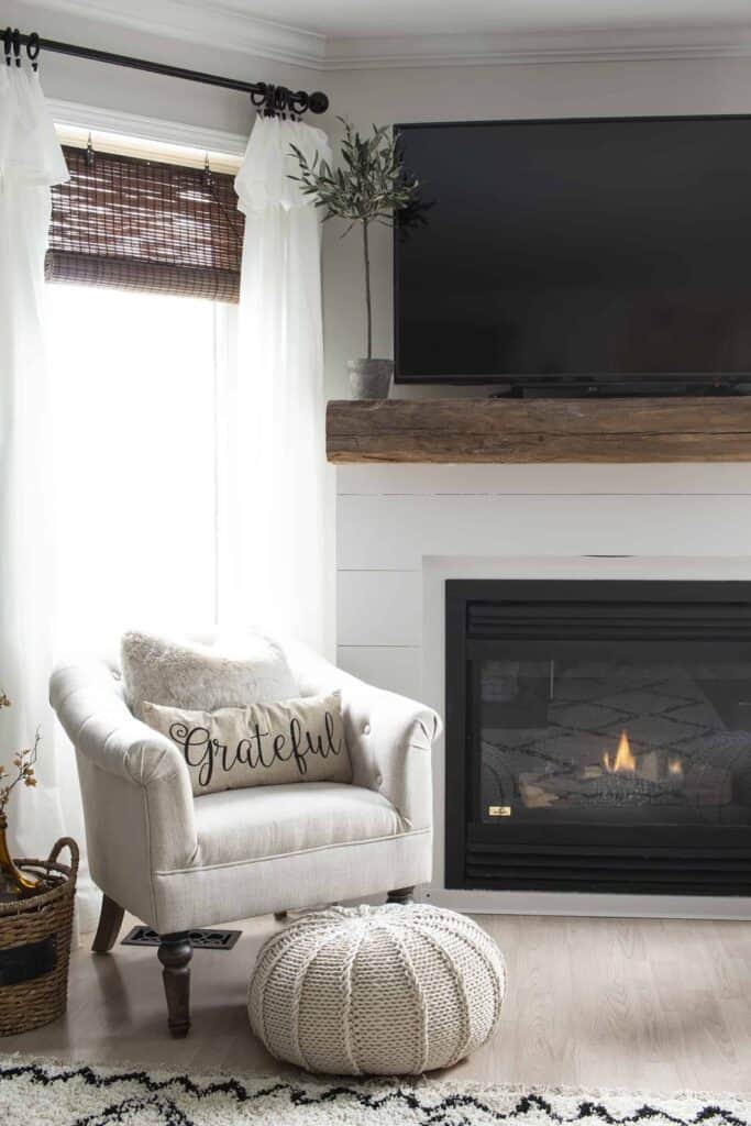 Shiplap and Barn Beam Fireplace Makeover