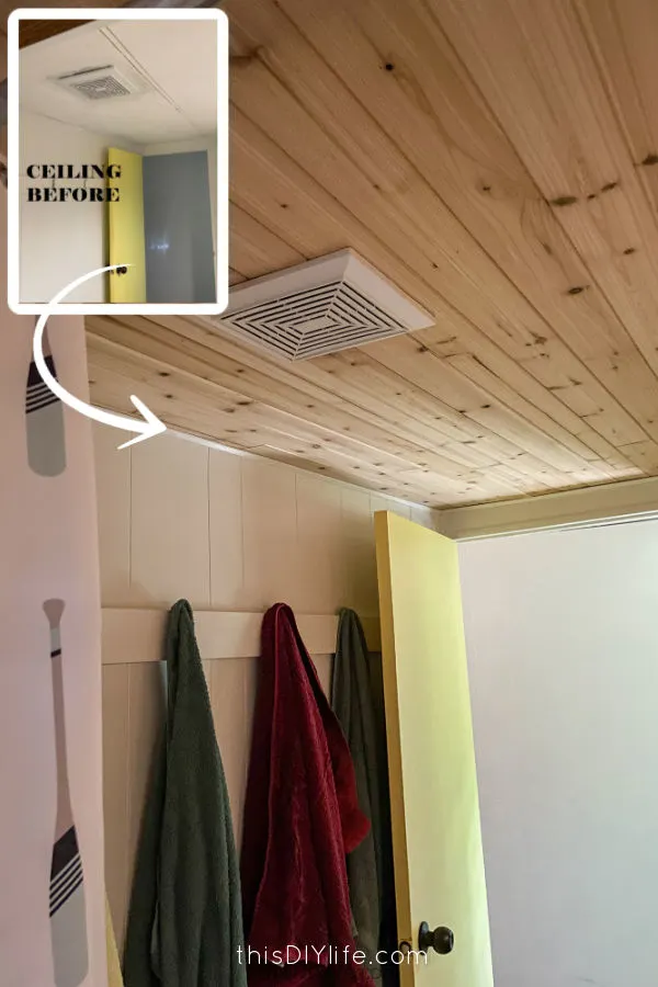 Tongue and Groove Cedar Ceiling Planks ~ How to Install this Simple, Beautiful Bathroom Ceiling Idea 18 finished cedar tongue and groove ceiling
